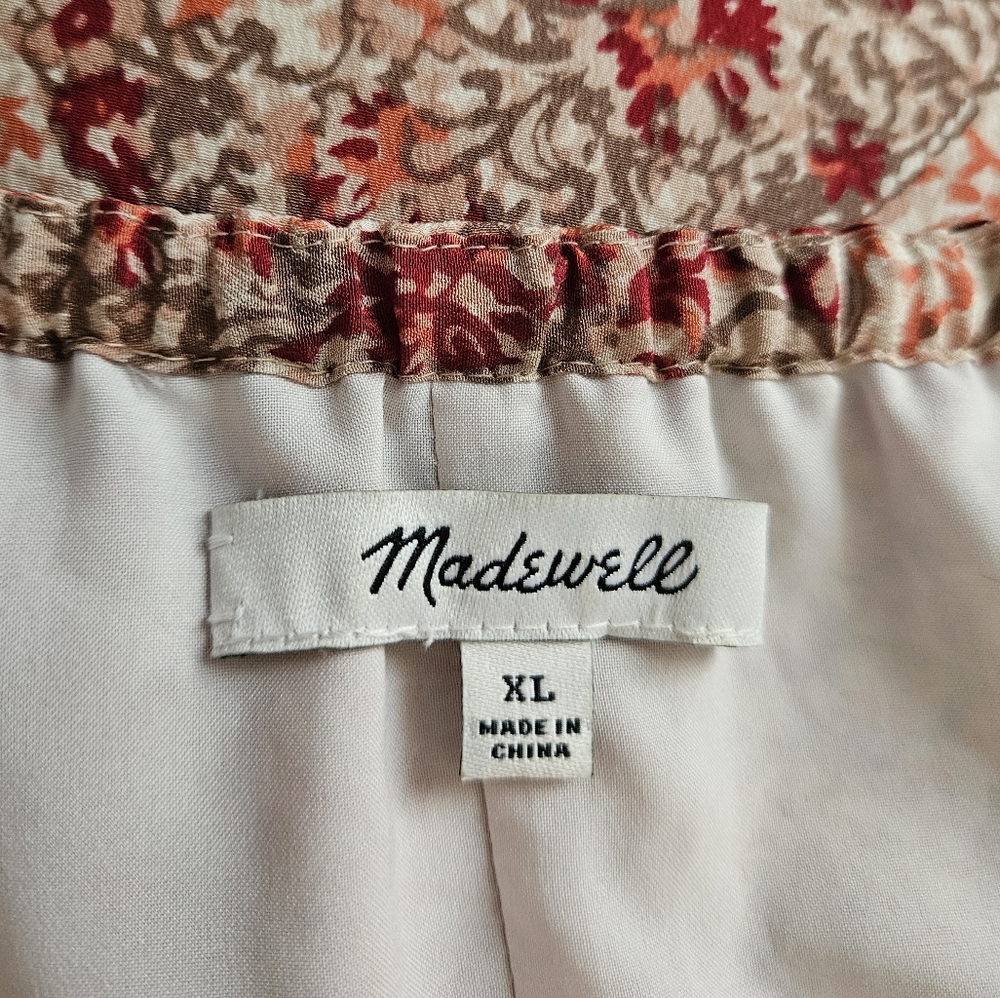 Madewell pink red cold shoulder paisley silk mini dress Women XLarge - Picture 6 of 7
